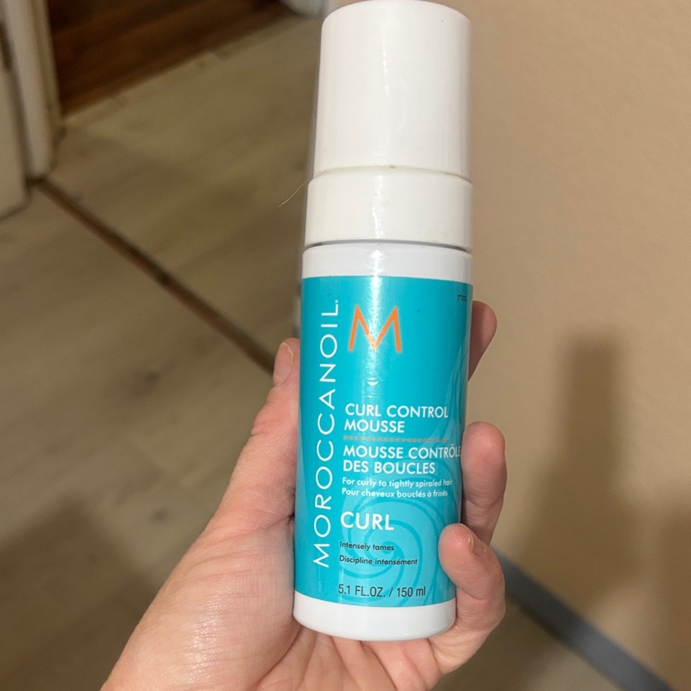 Moroccanoil Curl Control Mousse - Teal & White Bottle